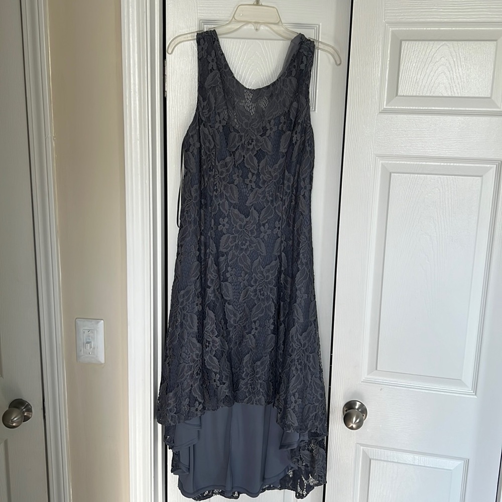 Grey blue high to low dress in a size 12.